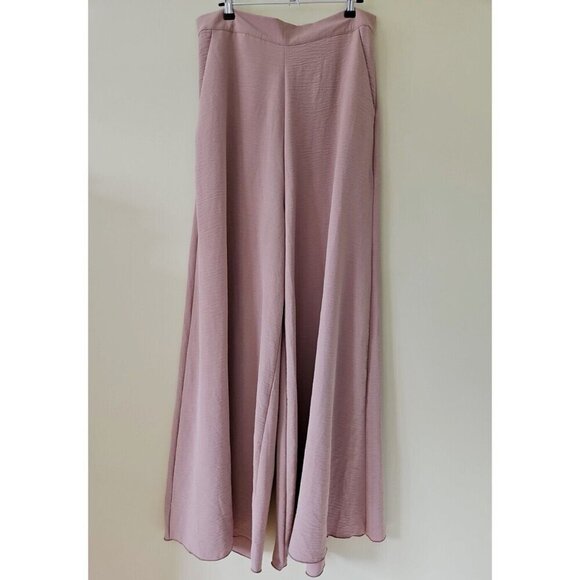 Gomorn Pants Womens L US 8/10 Beige Neutral Zip Pockets Wide Leg Dress Stretch - Picture 13 of 14
